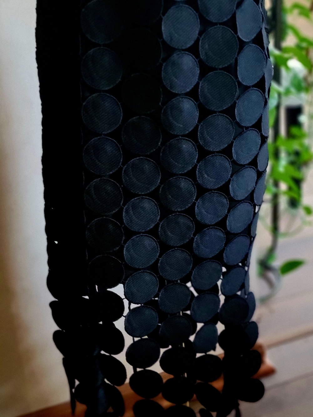 Commense Black Midi Skirt with Circular Appliqué